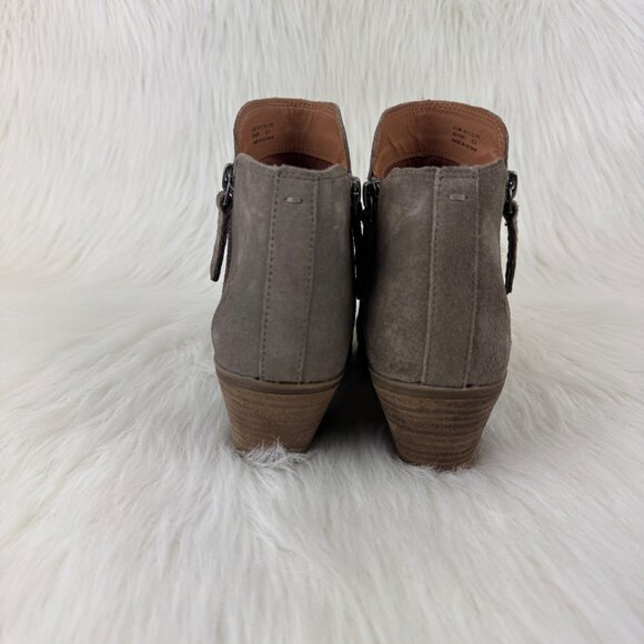 FRYE Judith Suede Ankle Double Zip Western Ankle Boot Bootie Sz Shoes 6.5 Taupe - Picture 5 of 10